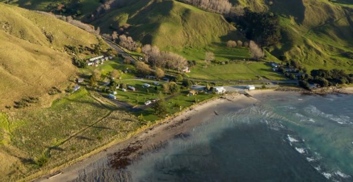 Caravan camp site in Tatapouri Bay