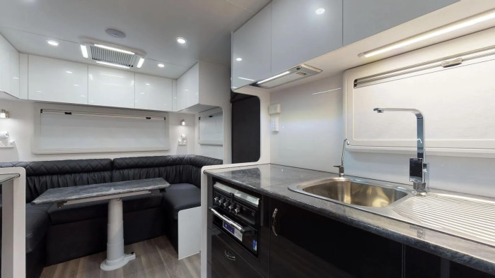 Utilize overhead cabinets to save storage.